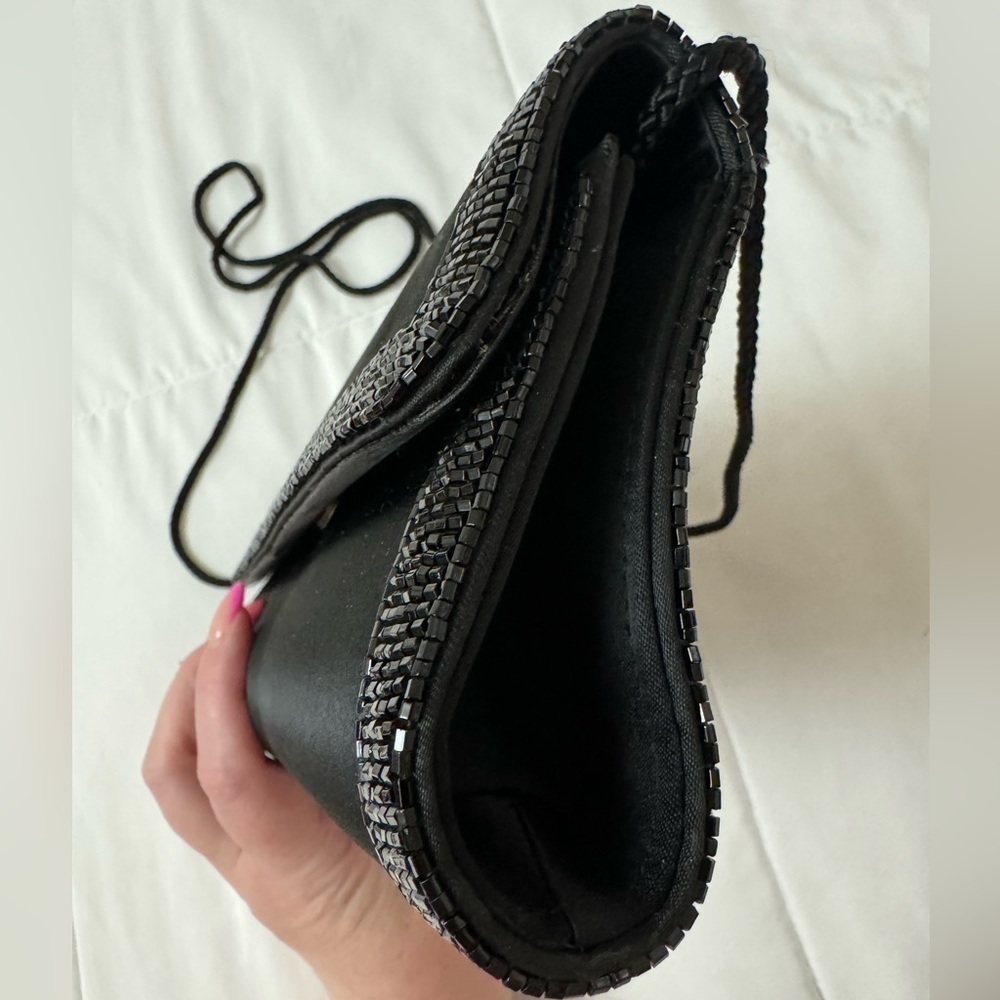 VTG Preston & York Elegant Beaded Satin Black Evening Clutch Shoulder Bag 90’s - Picture 10 of 15